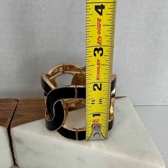 Vintage Aldo Wide Bracelet Black & Bronze Stretch Cuff Statement lot C53 - Picture 6 of 8